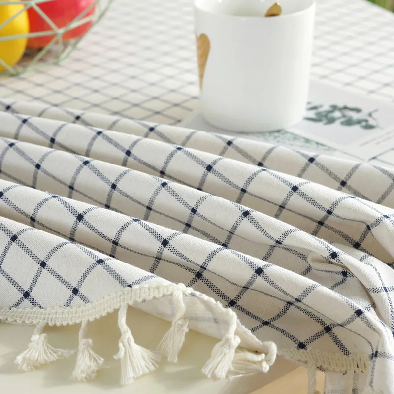 Новинка 2019 украшенная белая клетчатая круглая Декоративная скатерть с