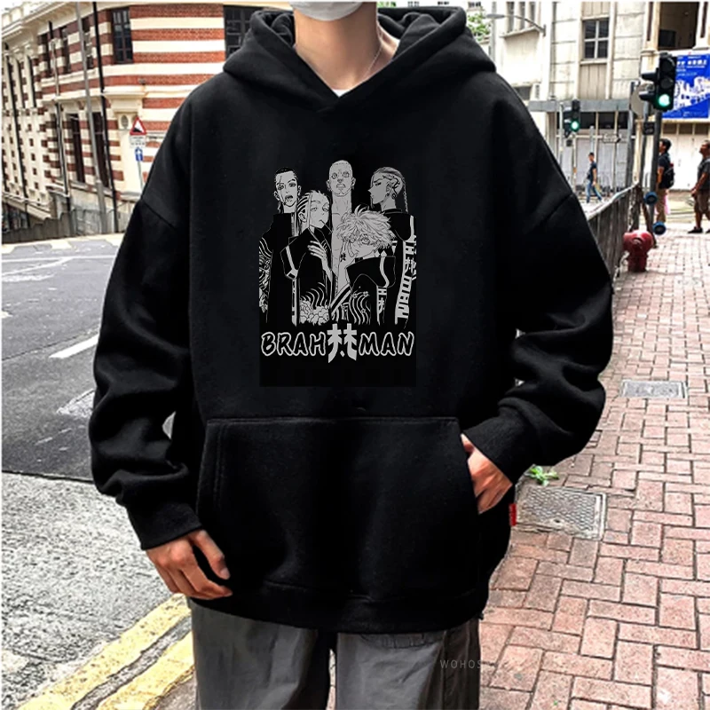 

100%COTTON Japanese Anime Tokyo Revengers Hooded Pullovers Manga Cartoon BRAHMAN Senju Kawaragi And Imaushi Wakasa Loose