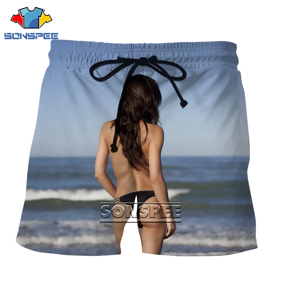 

SONSPEE New 3D Sexy Beauty Casual Beach Print Shorts Men's Summer Fashion Trend Shorts Plus Size Beach Custom Shorts