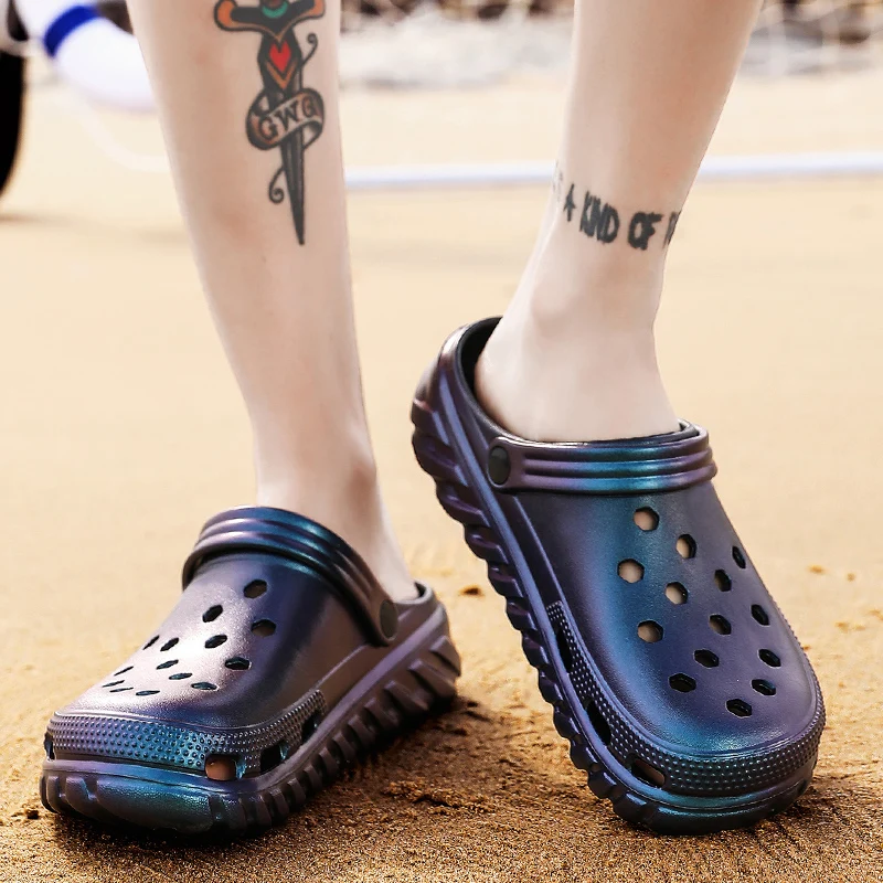 Мужские сандалии Обучающие с отверстиями Резиновые Садовые туфли унисекс из ЭВА