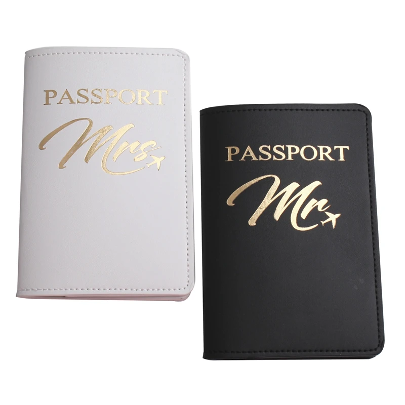 solid mr mrs passport cover luggage tag couple wedding passport cover case set letter travel holder passport cover ch26lt45 free global shipping
