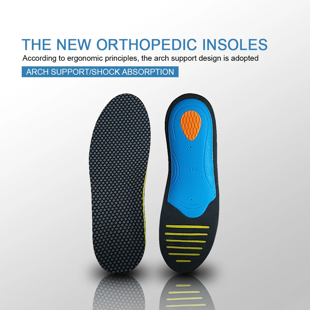 Men Orthotic Insoles Elastic Flatfeet Pads Mesh Breathable Orthopedic Soles Arch Support Shock Absorption Care Foot Inserts
