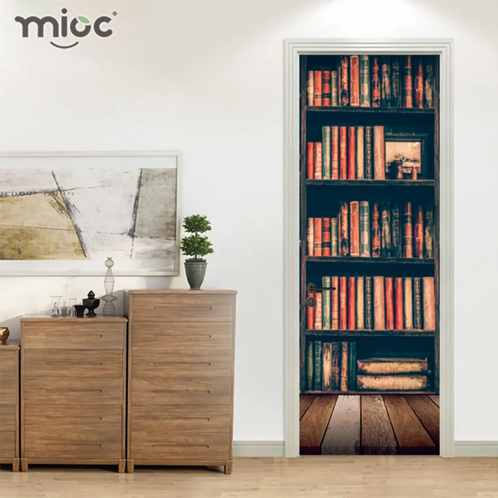 77x200 см Спальня двери Стикеры s Винтаж настенная книжная полка для детской комнаты