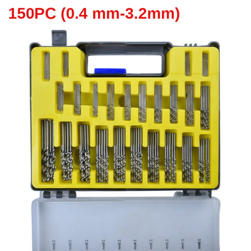 

150PC 0.4-3.2mm/20PC 0.3-1.6mm Small Precision Mini HSS Hand Tools Twist Drill Kit Set with Carry Case Plastic Box