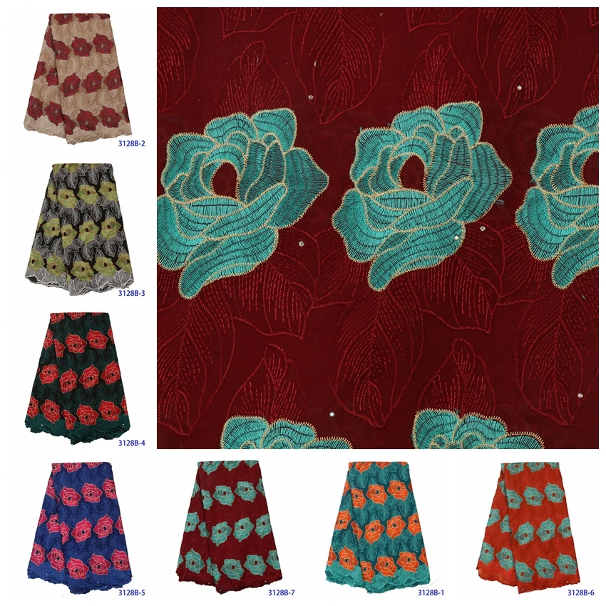 Вышивка африканская швейцарская вуаль кружевная ткань винный бордовый цвет 2020