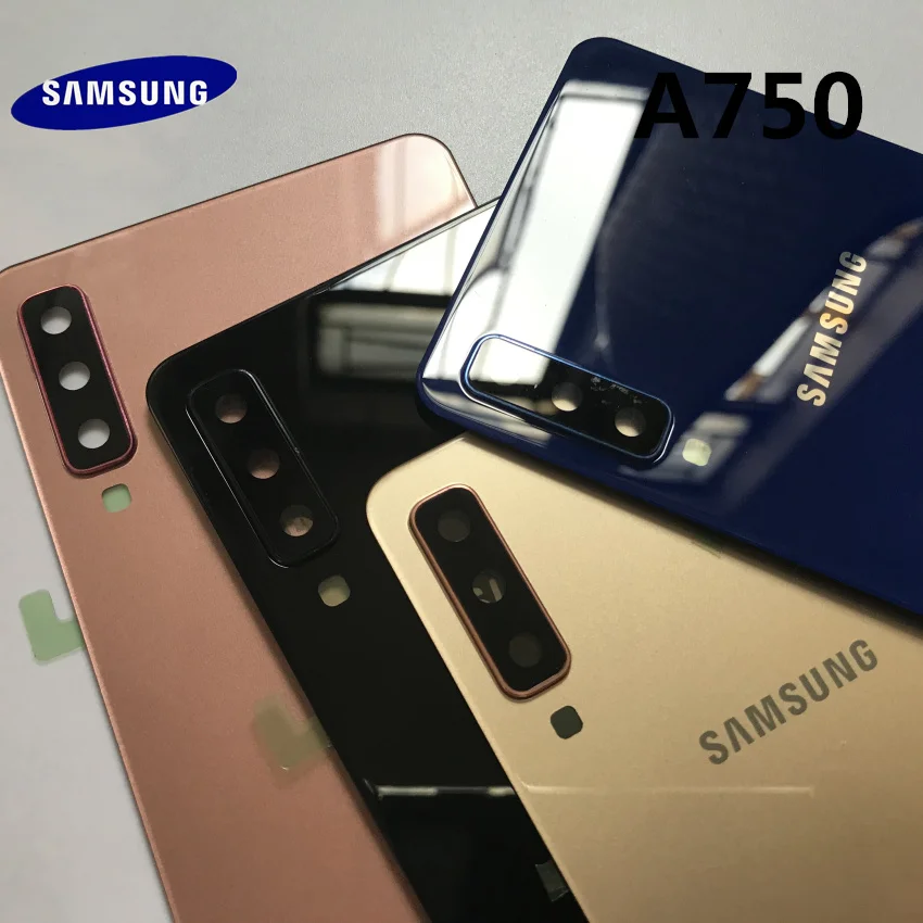 Samsung Galaxy A7 A750 A750F A750FD задняя крышка батарейного отсека задняя крышка Корпус Запасные части+ Ушная камера стеклянная рамка объектива