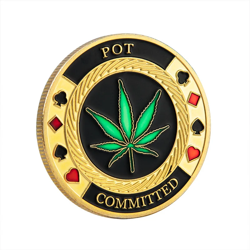 

Lucky Souvenir Personalized Token Coin Collection POT Committed Metal Poker Chip Casino Challenge Gold Coin