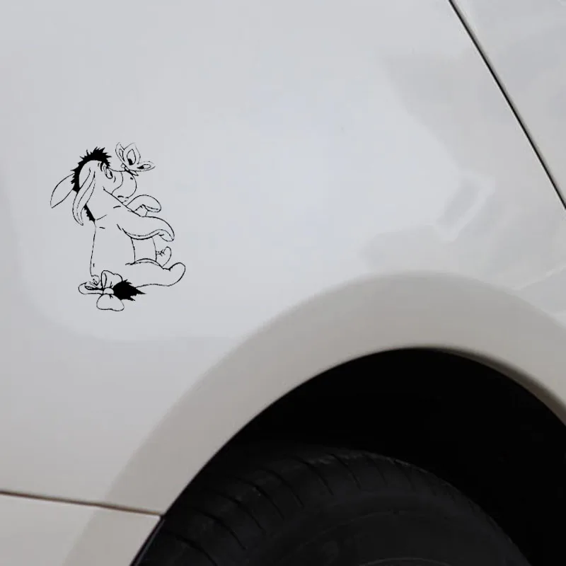 

Volkrays Lovely Car Sticker Donkeys and Butterflies Accessories Reflective Sunscreen Vinyl Decal Black/Silver,17cm*13cm