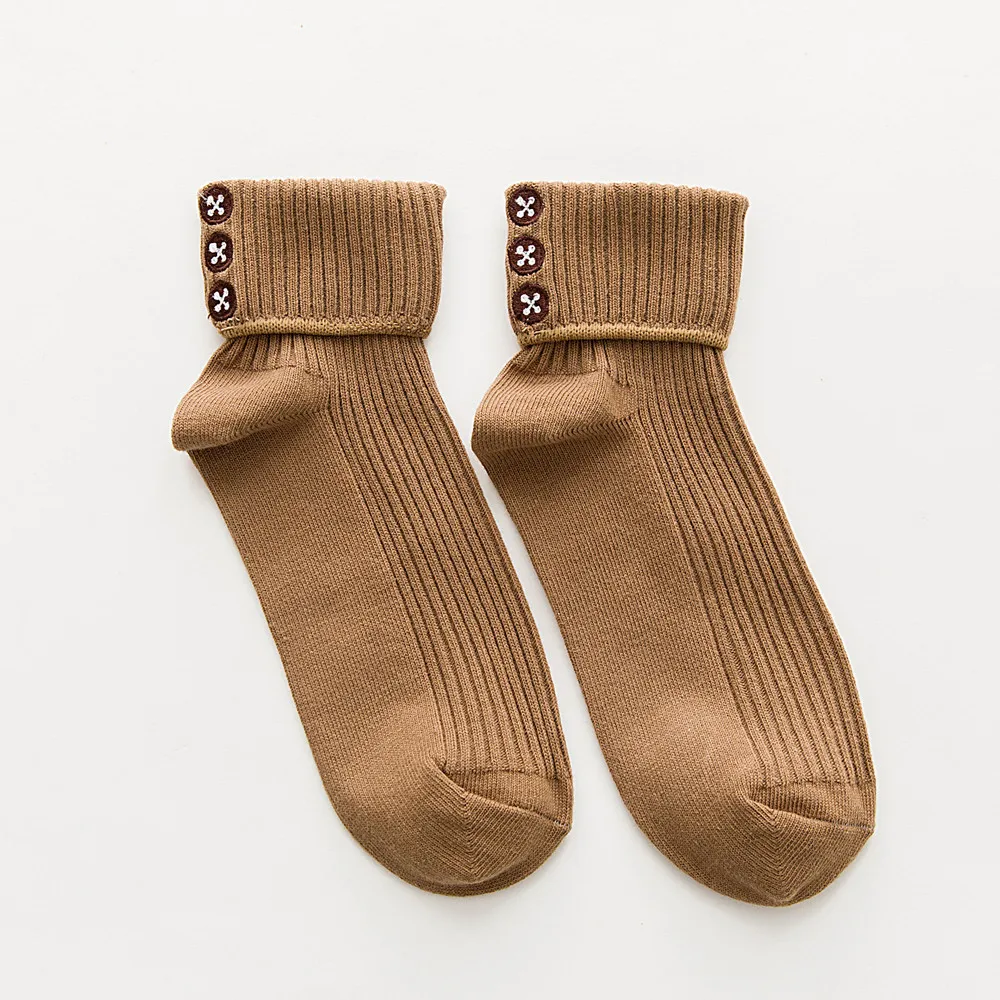 Winter Cotton Ankle Socks for Women Turned Cuff 5 Pairs/Lot White Embroidery Crew Socks