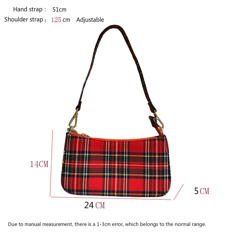 

Canvas Tote Women Shoulder Bag Lady's Vintage Messenger Bag Fashion Subaxillary bags small bolsa feminina plaid red bag