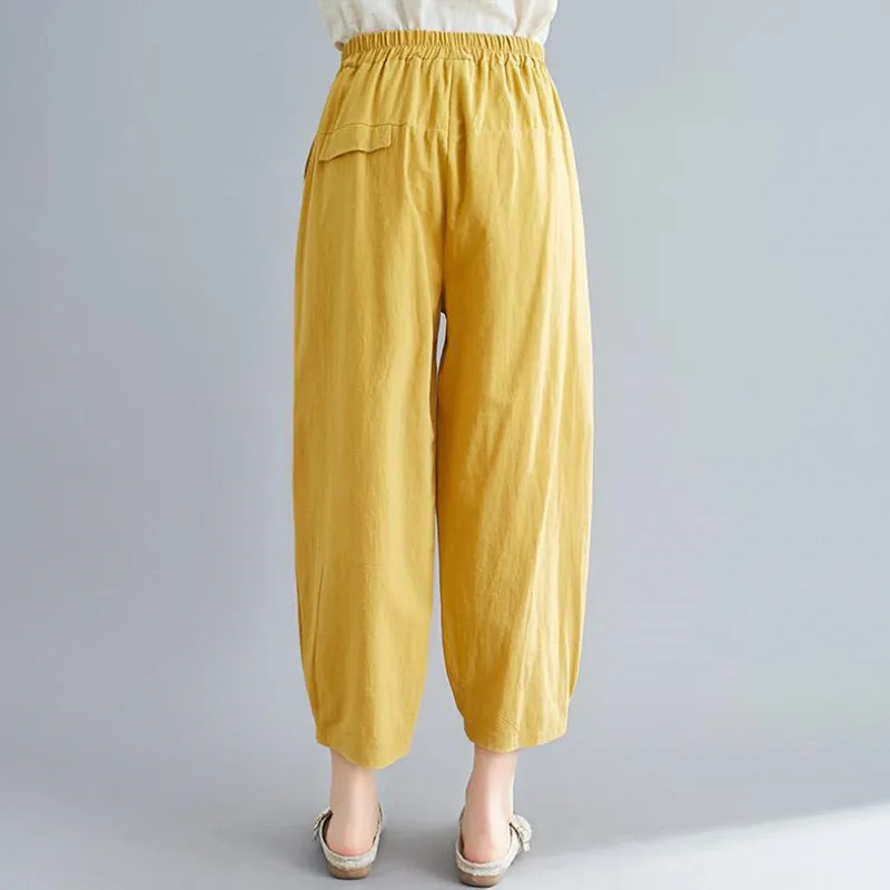 Женские свободные брюки Капри SeYionLer повседневные шаровары с высокой талией