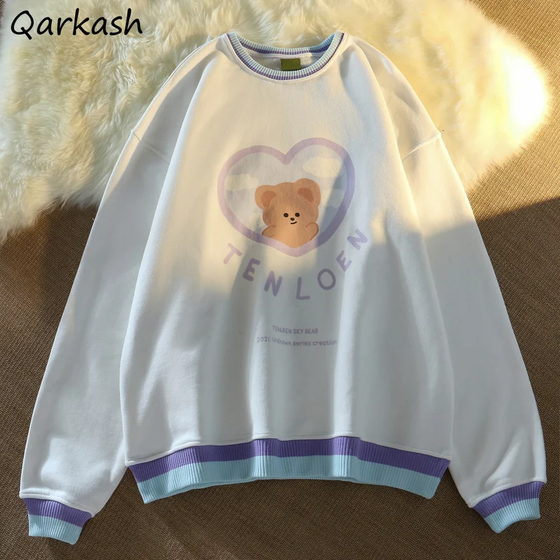 

Женская толстовка без капюшона, винтажная Свободная Повседневная Милая Весенняя уличная одежда в японском стиле, универсальные Простые То...