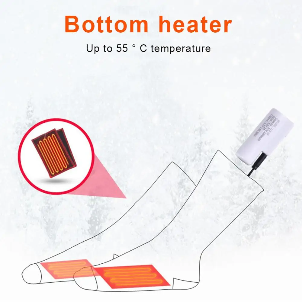 

3.7V 2200MAH Lithium Battery Upgrade Heating Socks Rechargeable Adjustable Battery Electric Heating Socks Double Layer Warm Sock