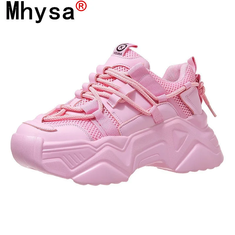 

Women's Platform Shoes 2021 Fashion Women's Shoes Spring Lace-up Solid Color Sneakers Comfortable Breathable Mesh Casual Shoes