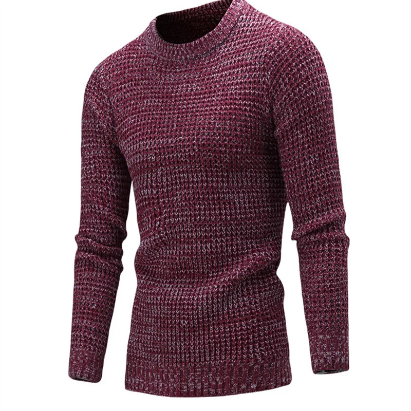 

Мужской шерстяной пуловер с круглым вырезом, Осень-зима, теплый однотонный просторный свитер с длинным рукавом, качественная одежда, вязаны...