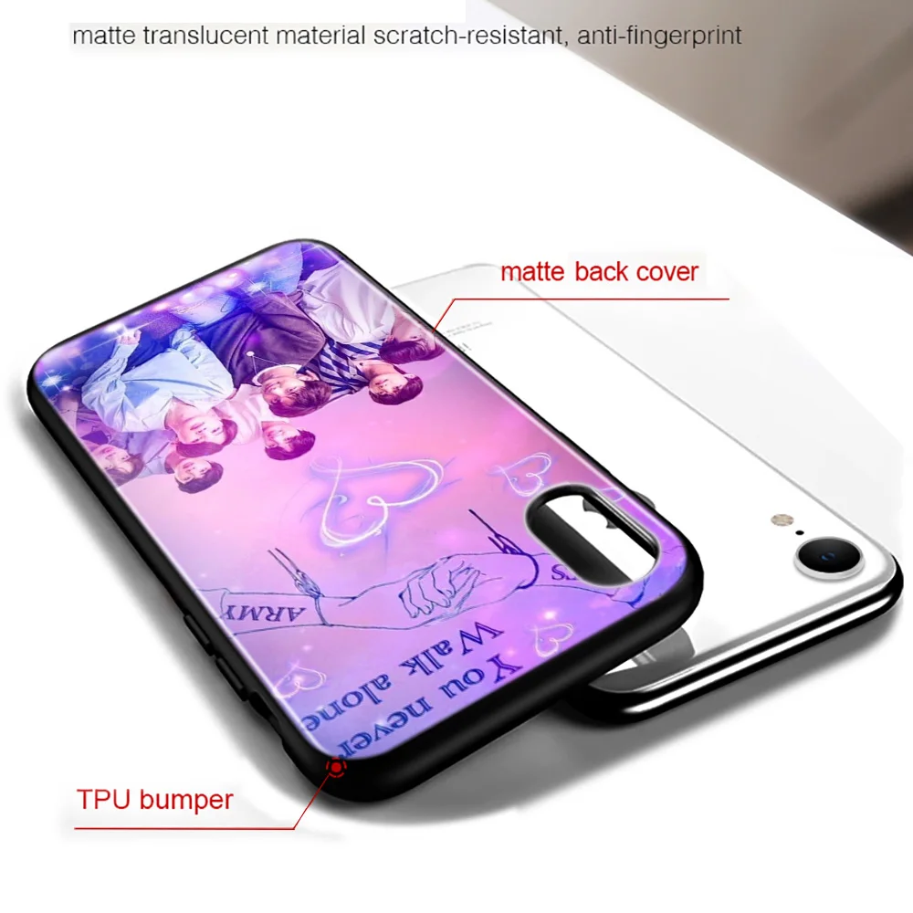

KPOP Bangtan Boys For iPhone 12 11 XS Pro Max Mini XR X 8 7 6 6S Plus 5 SE 2020 Black Cover Phone Case