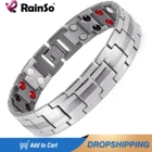 Rainso Для мужчин двухрядные 4 Ele Для мужчин ts здравоохранения магнитный браслет Серебряный Нержавеющаясталь терапевтические браслеты лучший подарок OSB-1537S