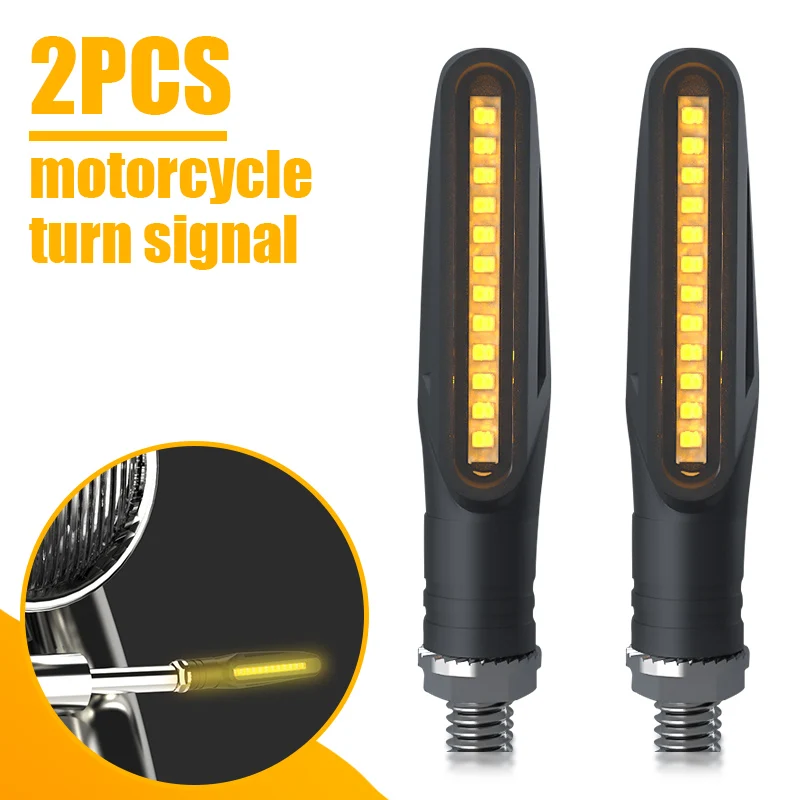 

2PCS LED Motorcycle Turn Signals Light 12V Tail Flasher Flowing Water Blinker VX-54 Bendable Motorcycle Flashing Lights