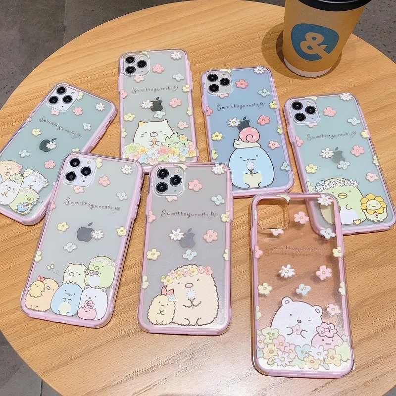 Чехол с милым мультипликационным принтом Sumikko Gurashi рельефный чехол цветочным