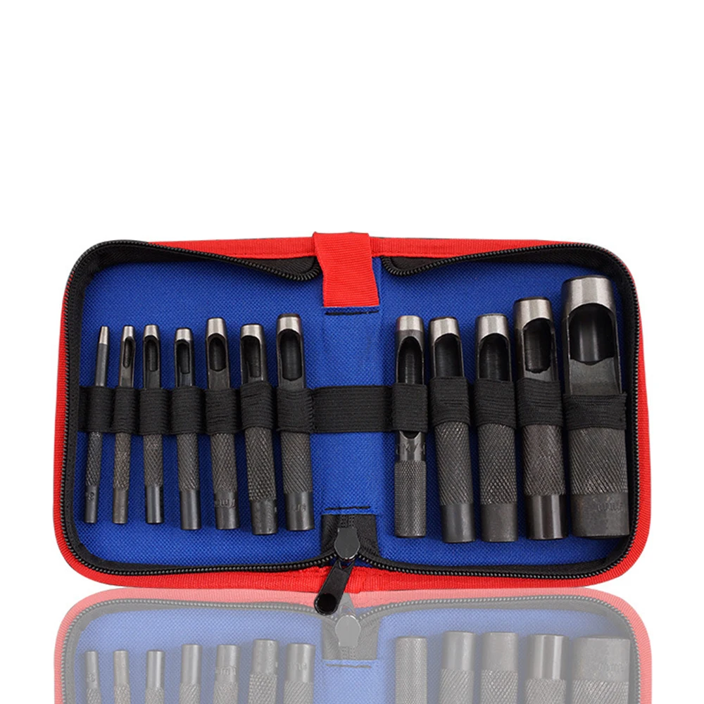 12Pcs Professional Leather Craft Tools Kit Hand Sewing Stitching Punch Hole Round Carving Work 3-19mm Perforator | Дом и сад