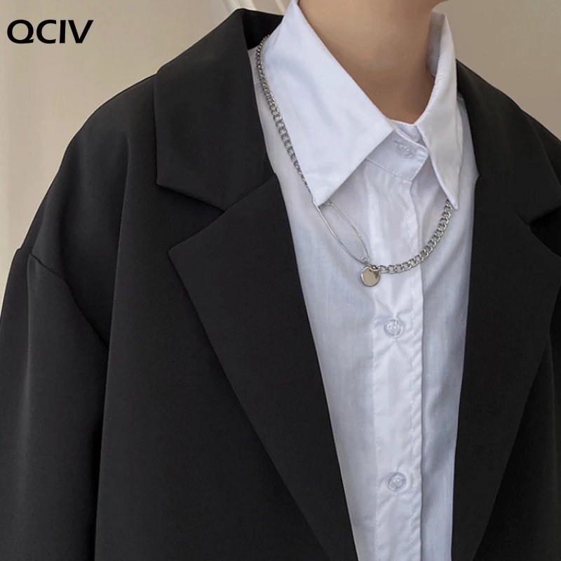 Men Solid Black Blazers Autumn Single Breasted Korean Chic Casual Oversize Mens Outwear Pockets Ins Simple Loose Chic