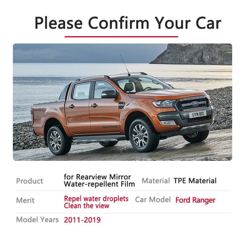 Полноэкранное антизапотевающее непромокаемое зеркало заднего вида для Ford Ranger T6