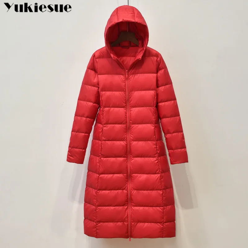 Пуховая парка новинка 2019 брендовая теплая зимняя куртка Женская длинная на белом