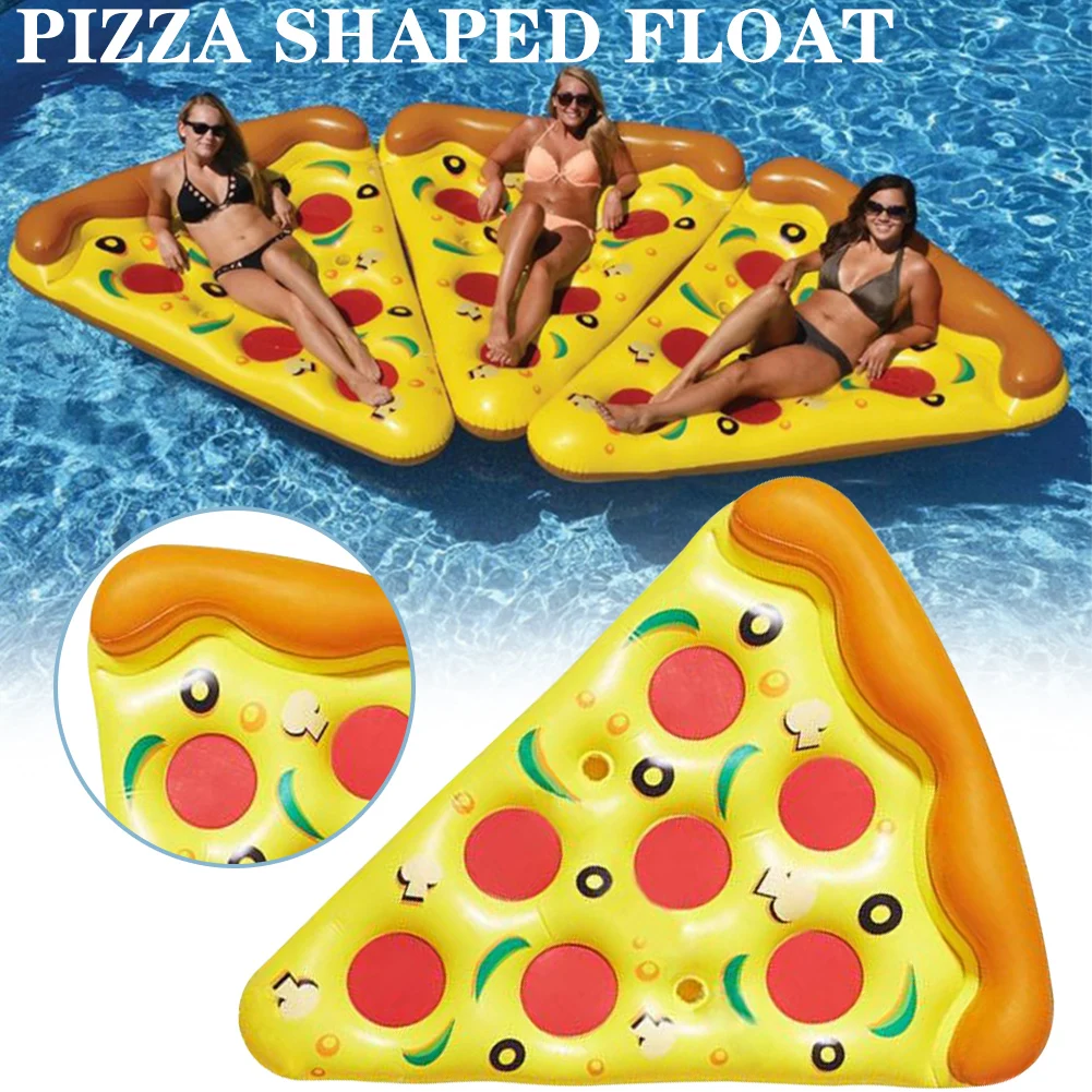 

Inflatable Hammock Floating Row Lounges Folding Swimming Bed Pizza Shaped Swimming Pool Float Floating Bed PVC Water Toy Seat