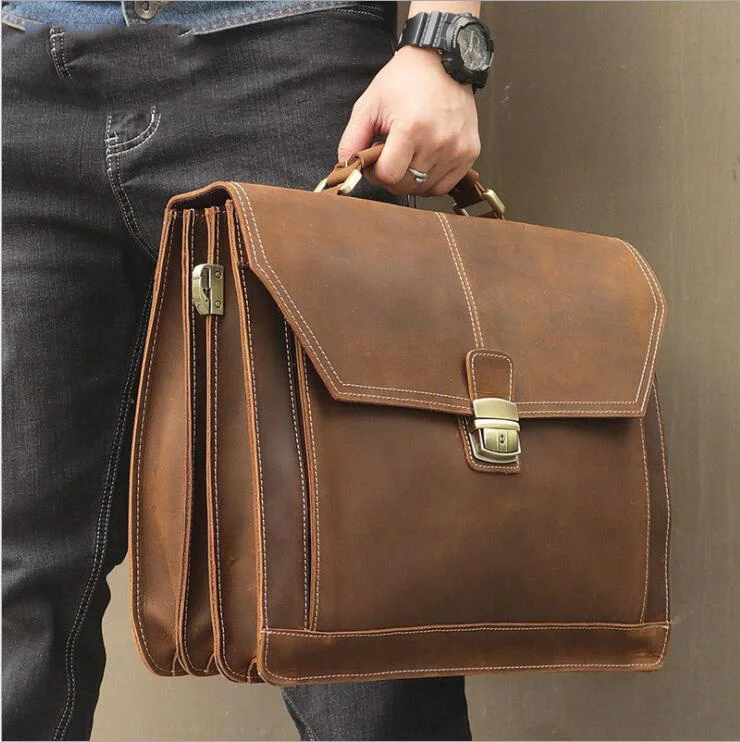 Мужской большой портфель из натуральной кожи 15 дюймов для ноутбука 2