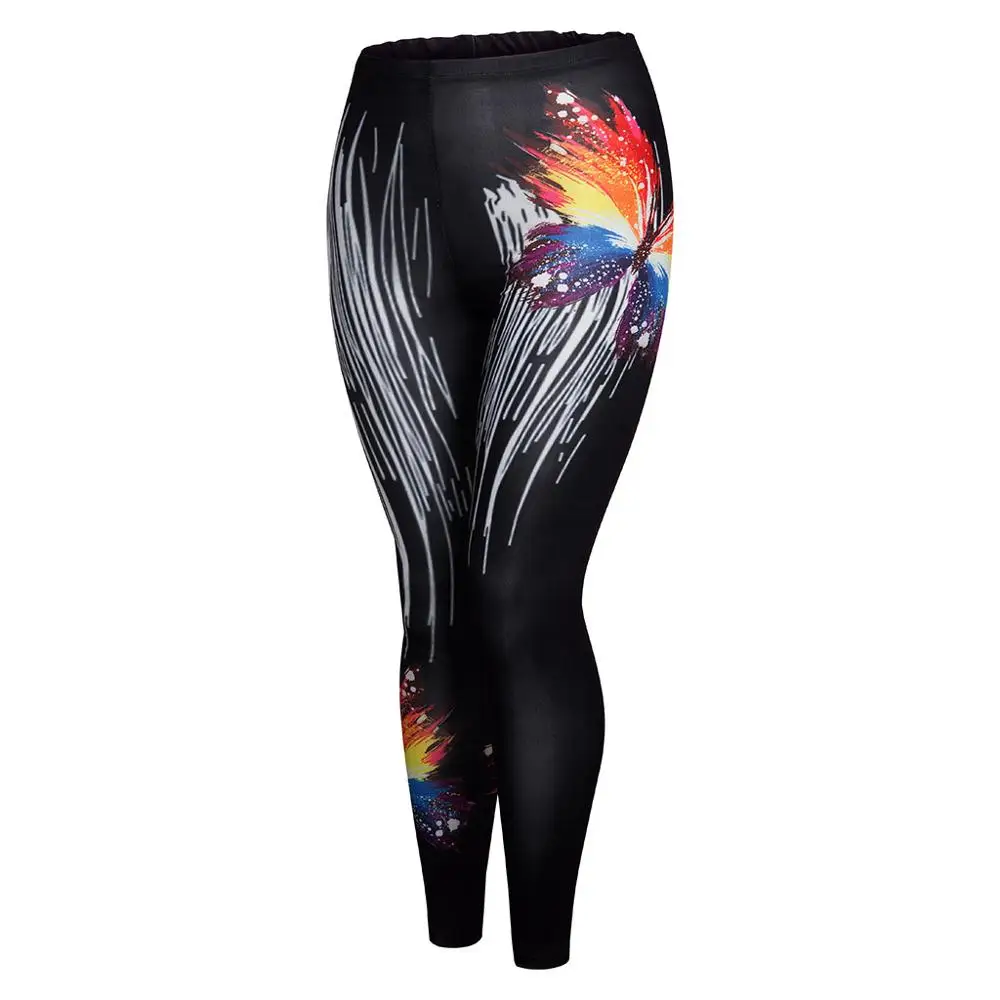 Модные женские штаны для йоги и бега с высокой талией тянущиеся леггинсы принтом