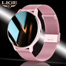 LIGE 2021 New Smart Watch Women Heart Rate Blood Pressure Information Reminder Sport Fitness Full Touch Screen Ladies Smartwatch