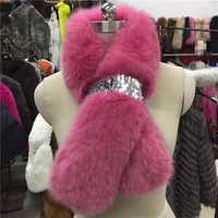 new winter real fox fur shawl fashion collar long fur scarf female fox fur ring coat sequins decoration fur collar