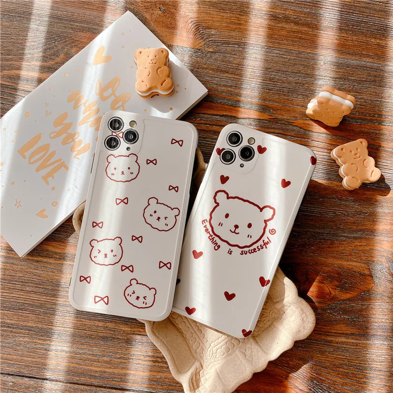 

Love Bow Bear Cases For ip X XR XS Max Capa Everything is successful Phone Case For ip 11 Pro Max 7 8 plus Cartoon Shell
