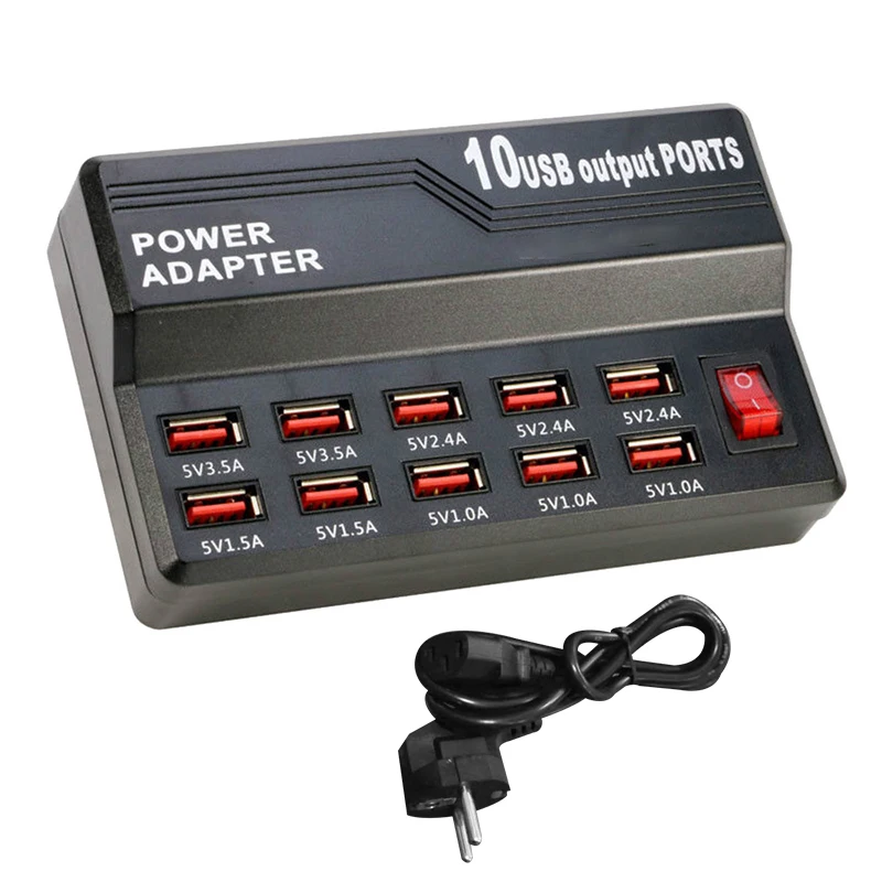 10 USB зарядное устройство разветвитель 60W Мобильный телефон концентратор