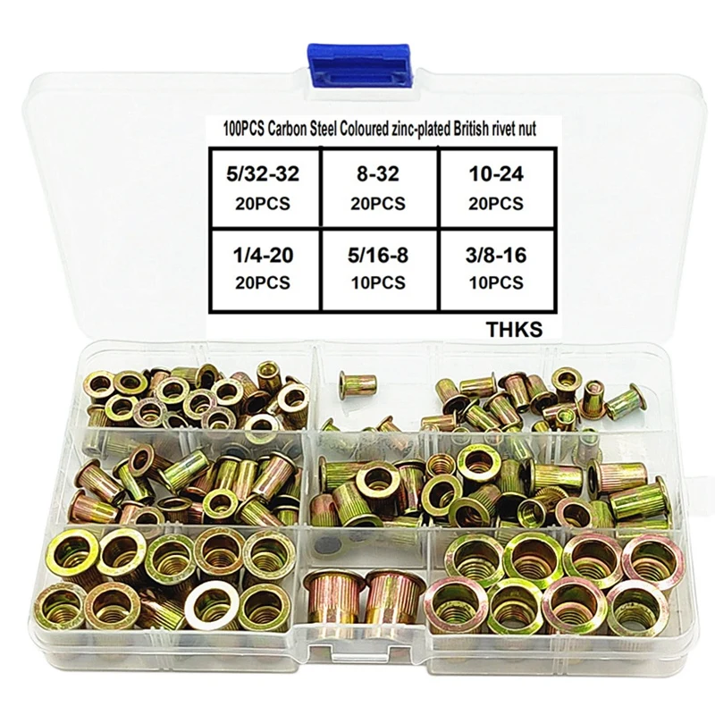 100 шт. Набор насадок из оцинкованной углеродистой стали с плоской головкой и