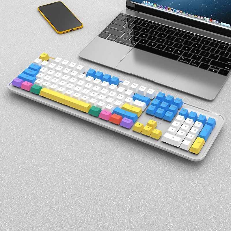 Беспроводная клавиатура RK DOT 104 ГГц/Type-C механическая с белой подсветкой для Windows и