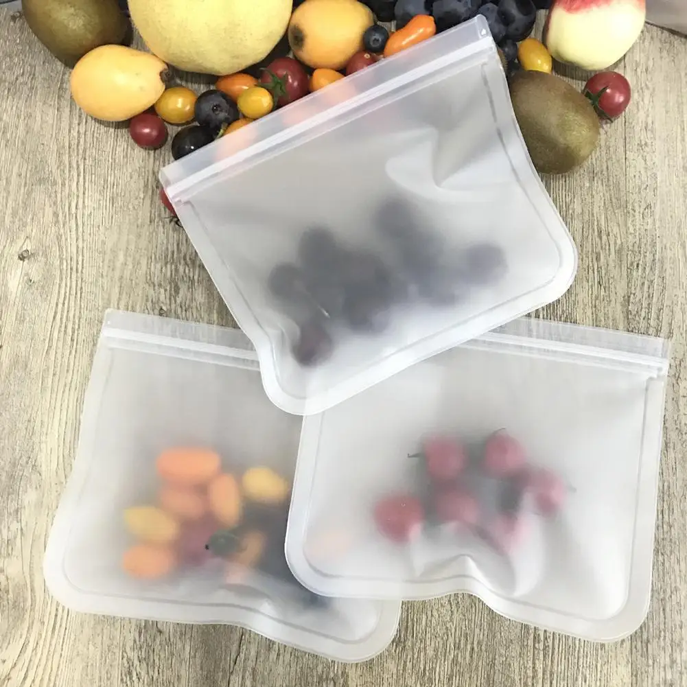 

6/10Pcs Portable Storage Bag Reusable Silicone Sealed Transparent Bag Food Snacks Organizer Fresh-keeping Case