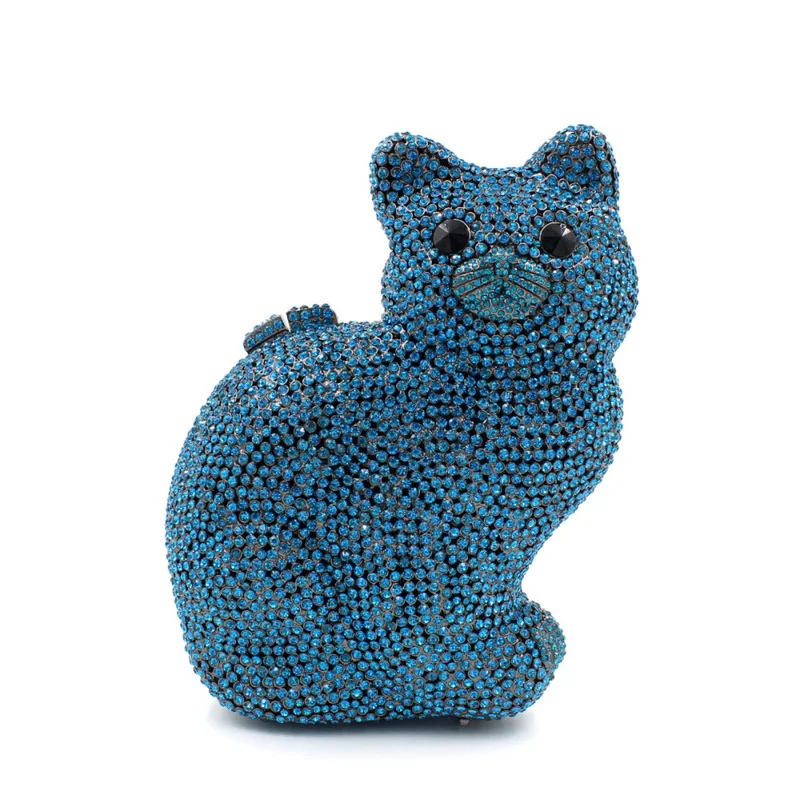 Женские клатчи с кристаллами XIYUAN cat shape вечерняя сумочка золотистого и синего