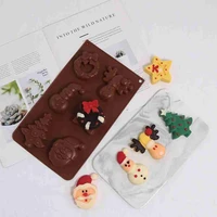 1pcs silicone baking mold christmas 6 with elk christmas pudding snowman diy mold mold baking chocolate bakeware cake tree a3y7