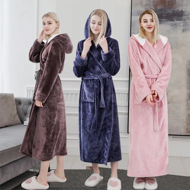 

Халат флисовый теплый, с капюшоном, кораллового цвета, 1 шт.