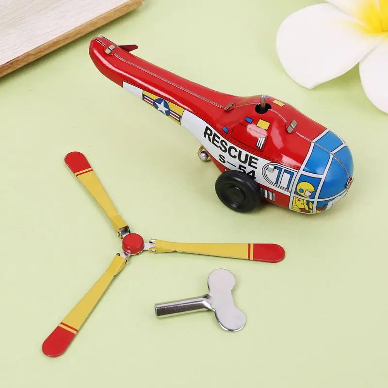 

Metal Children Kids Toys Vintage Clockwork Spring Rotation Helicopter Colorful Painting Creative Gifts Plane Decoration