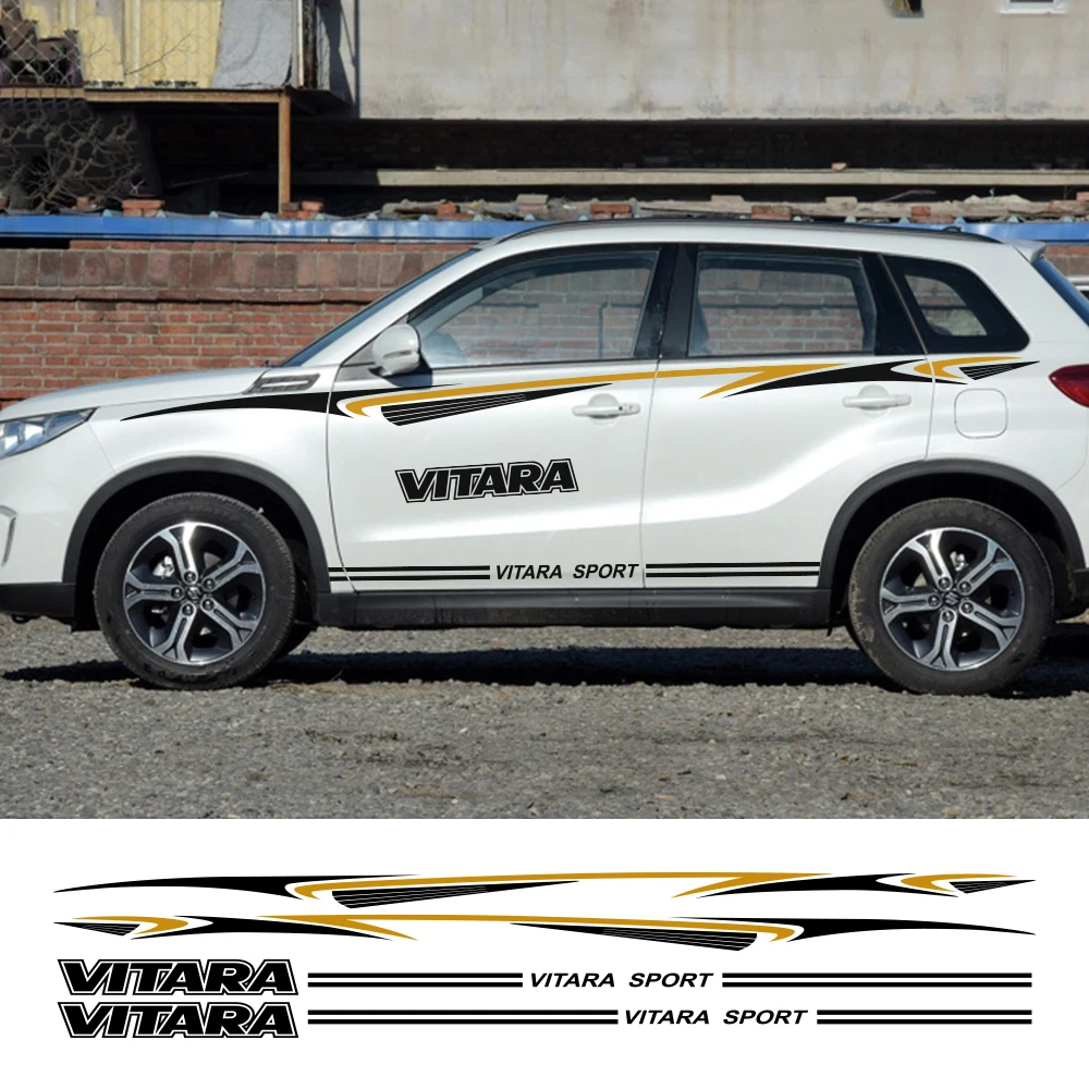 2 шт. автомобиль обе стороны двери наклейки для Suzuki Vitara Авто полоса виниловые