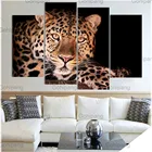Современный стиль, леопардовые пятнистые животные, HD печать, 4 шт., холст, живопись, плакаты и принты, настенные картинки для декора гостиной