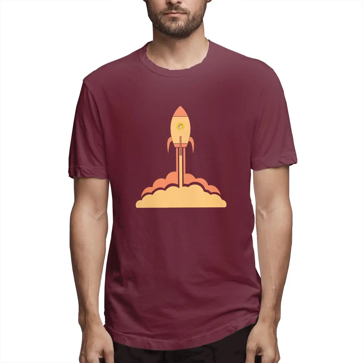 

2021 Summer Men's T-shirt Rocket Soaring Into The Sky Printed Harajuku Top Daily Wear Simple Oversized Men's Graphic T-shirt