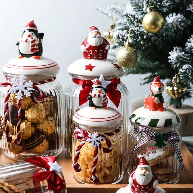 

Christmas candy cookie mason jar kitchen cereal food storage containers candle jars with lid seasoning spice herbs glass jar