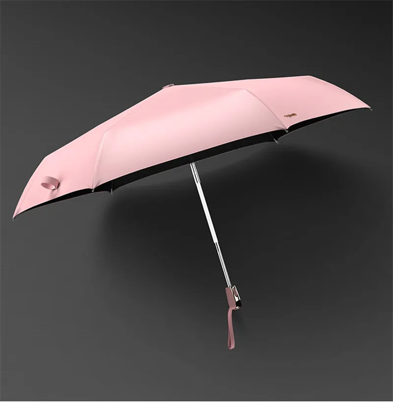 

OLYCAT 3 Fold Automatic Small Women Portable Pink UV Proof Flat Handle Sunny and Rainy Solid Color Outdoor