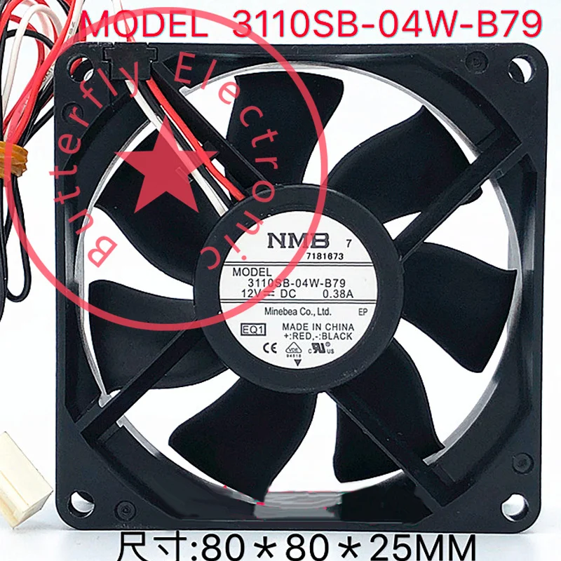 

Новинка 3110SB-04W-B79 12 В 0.38A шарикоподшипник охлаждающий вентилятор кулер 80*80*25 мм 8 см 8025