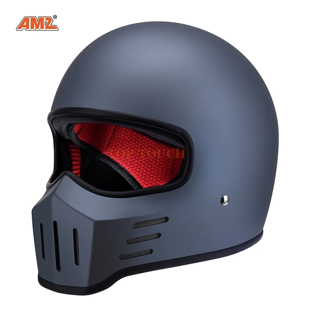 

Шлем AMZ мотоциклетный мужской, винтажный шлем на все лицо, из стекловолокна, в стиле ретро, для гонок, езды на мотоцикле, летняя