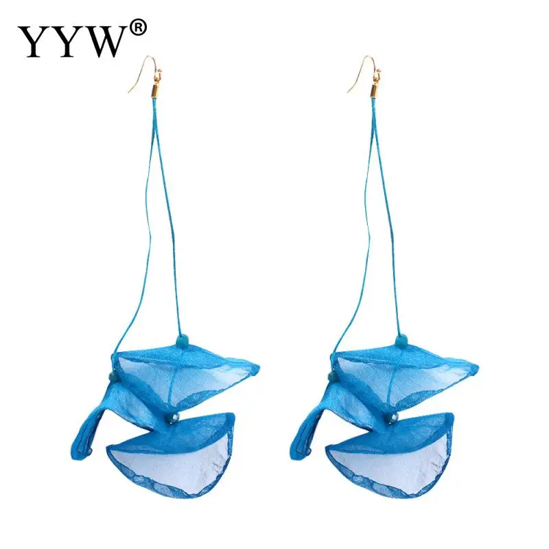 Женские серьги-капельки с подвесками из бежевого и бургундского шифона «лоскутное одеяло», ожерелье с личностным украшением для ушей девочек, модные серьги Pendientes mujer.