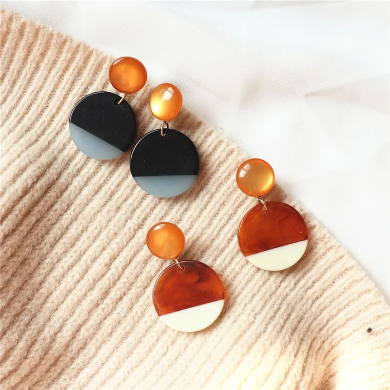 

Fashion new earrings acrylic Geometric circular temperament Classic round stud earrings Women fine jewelry